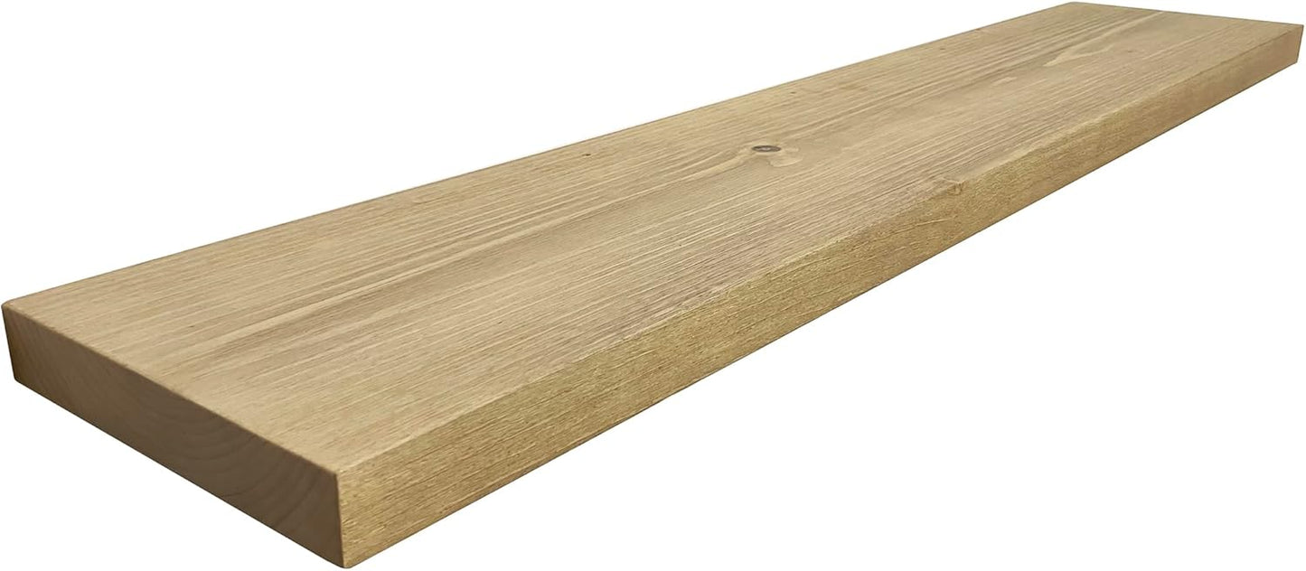 joelsantiques 72 Inch Wooden Floating Shelves for Wall - 72x12x2 in - Made of Natural Wood - Long Heavy Duty Wall Shelves for Bedroom - Perfect for Living Room, Kitchen - Beige
