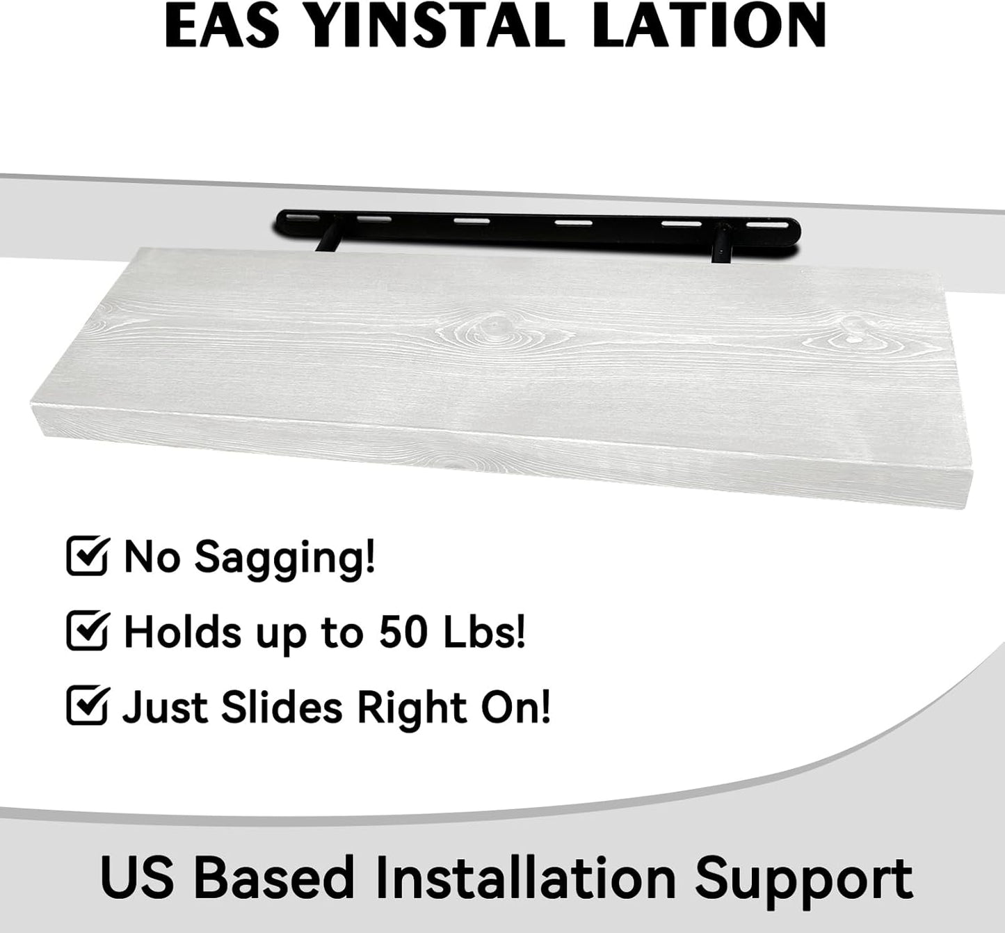 BGMG Wood Floating Shelves 24 inch Long,Rustic Solid Wooden Deep Wall Shelves for Bathroom Living Room Bedroom Kitchen Farmhouse Set of 2-24x6.7x1.25 inch-White