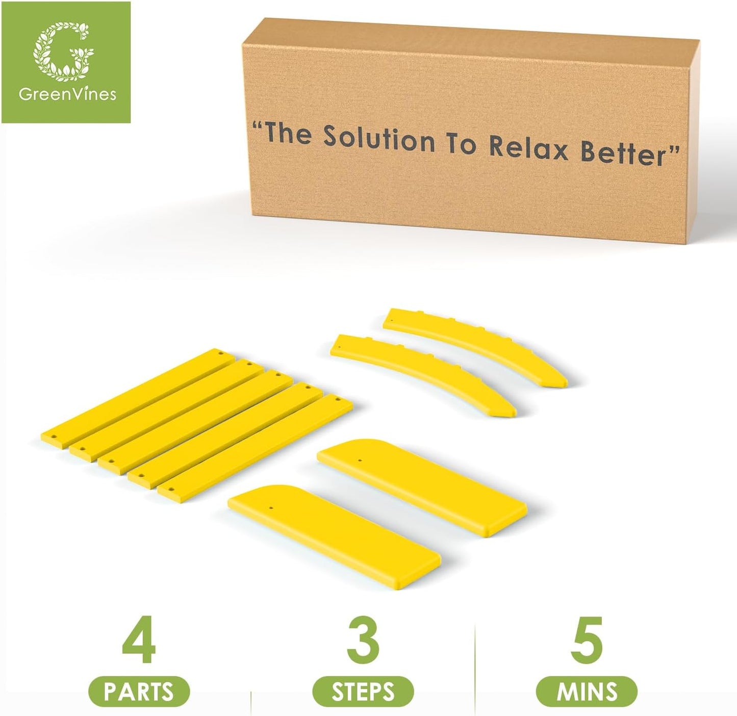 GREENVINES Adirondack-Ottoman | Set of 2 | HDPE Plastic | Outdoor Footrest | All Weather | Foot Rest | Foot Stool | Yellow | for Adirondack Chair | for Patio Backyard Pool