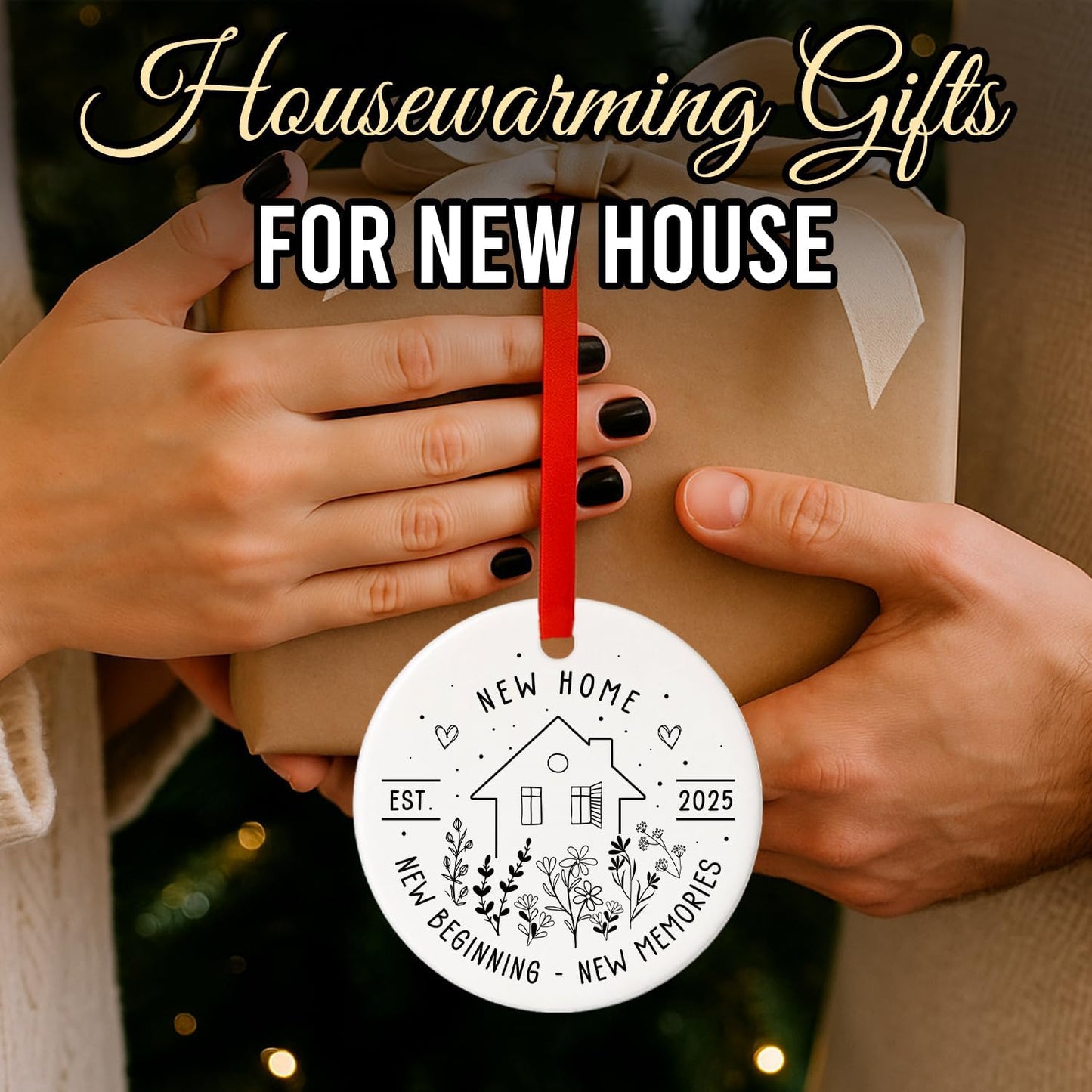 New Home Ornament 2025 - House Warming Gifts - New House Gift Ideas - New Home Christmas Ornament - Gift for New Homeowner, Couple, Women, Men - Ceramic Ornaments