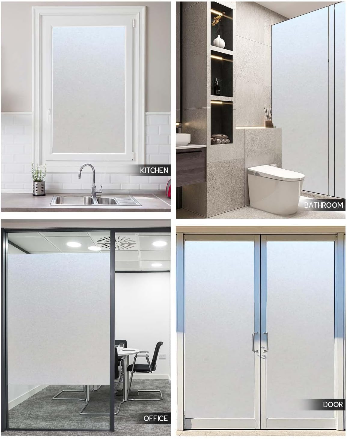 Frosted Glass Window Privacy Film Decorative, Bathroom Privacy Film for Glass Windows Cover, Static Cling, Removable, Reusable, Anti-UV, Anti-Glare, Heat Blocking,(Pure,17.5X196.9Inch)