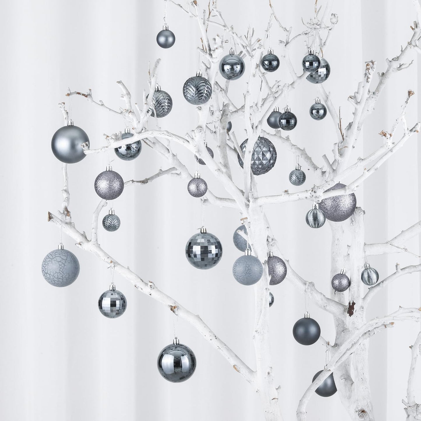 LANGXUN 36pcs Gery Christmas Tree Decorations Balls, Bolas De Navidad, 2025 Christmas Decor, Indoor Outdoor Shatterproof Christmas Ornaments, Xmars Party Wedding Suppiles