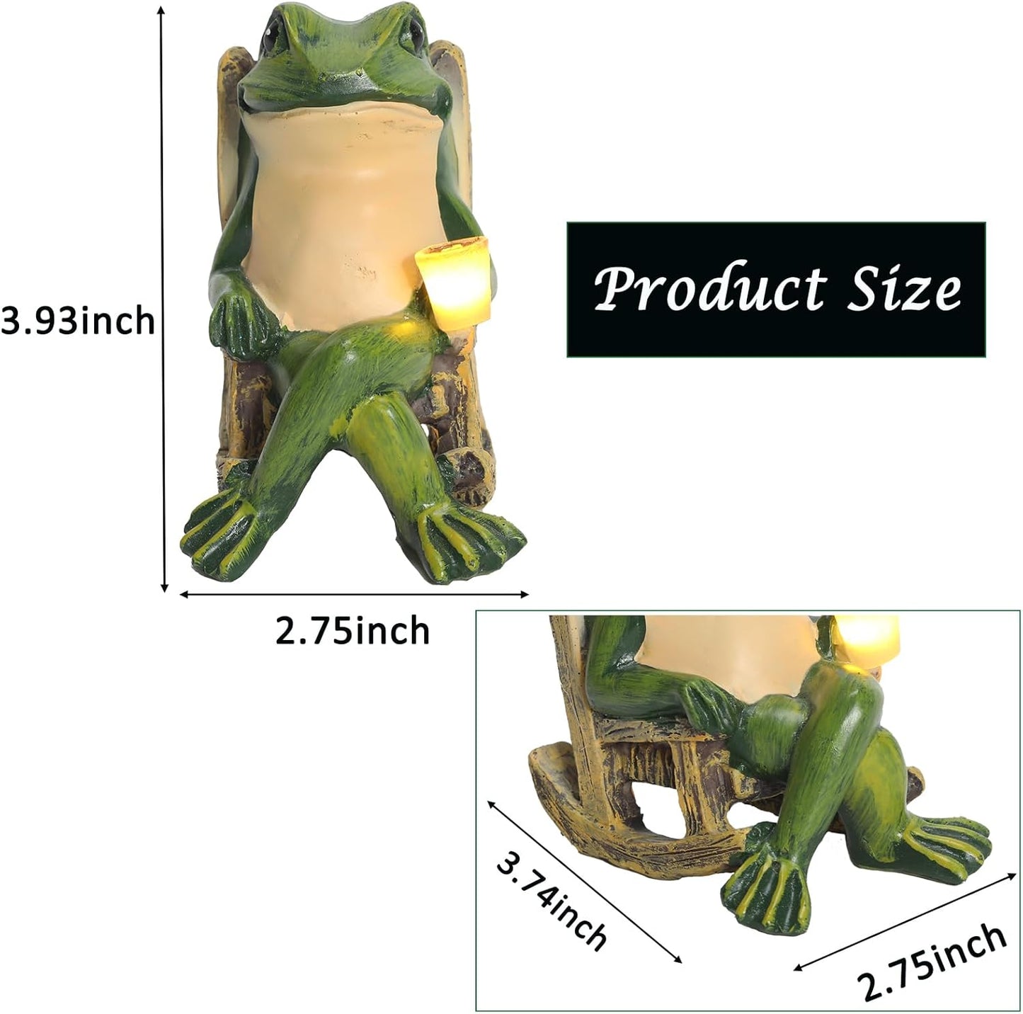 Frog Solar Lights Outdoor Garden Mini Frog Figurines Decor for Patio Yard Lawn Ornament Solar Garden Miniature Frog Decor Gift for Women Mother's Day Birthday Housewarming Gifts