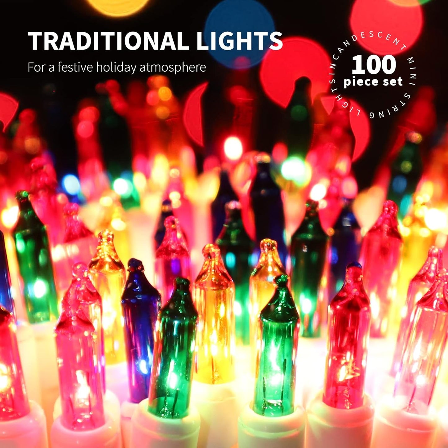100LIGHTS Multi Easter Mini String Lights,Connectors Christmas Decorative Lights 19.6 UL Certified Waterproof for Easter Home Garden Holiday Christmas Tree Party Patio Wedding