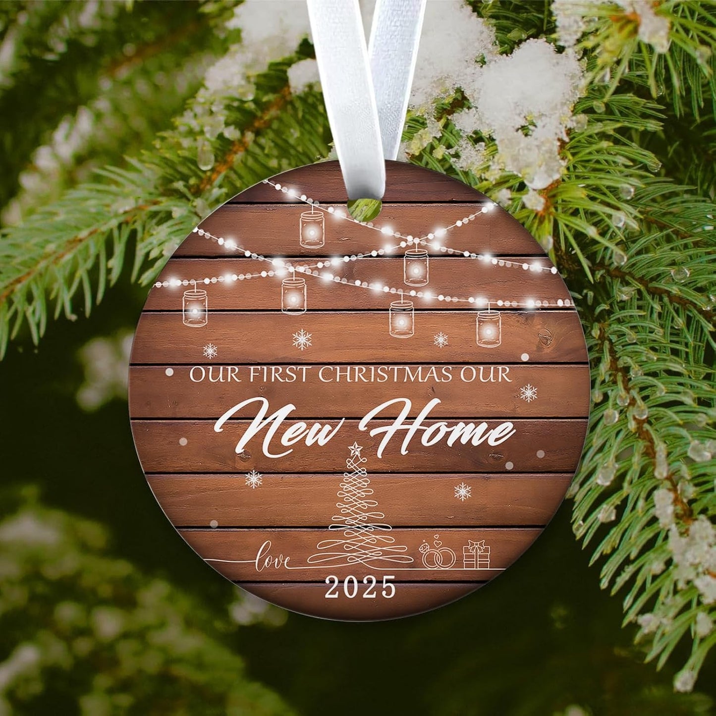 Baby's First Christmas Ornament 2025 Keepsake for Newborn Boy or Girl, Personalized Xmas Tree Hanging Decor, New Home Housewarming for Baby’s First Christmas 3 Inch Ceramic