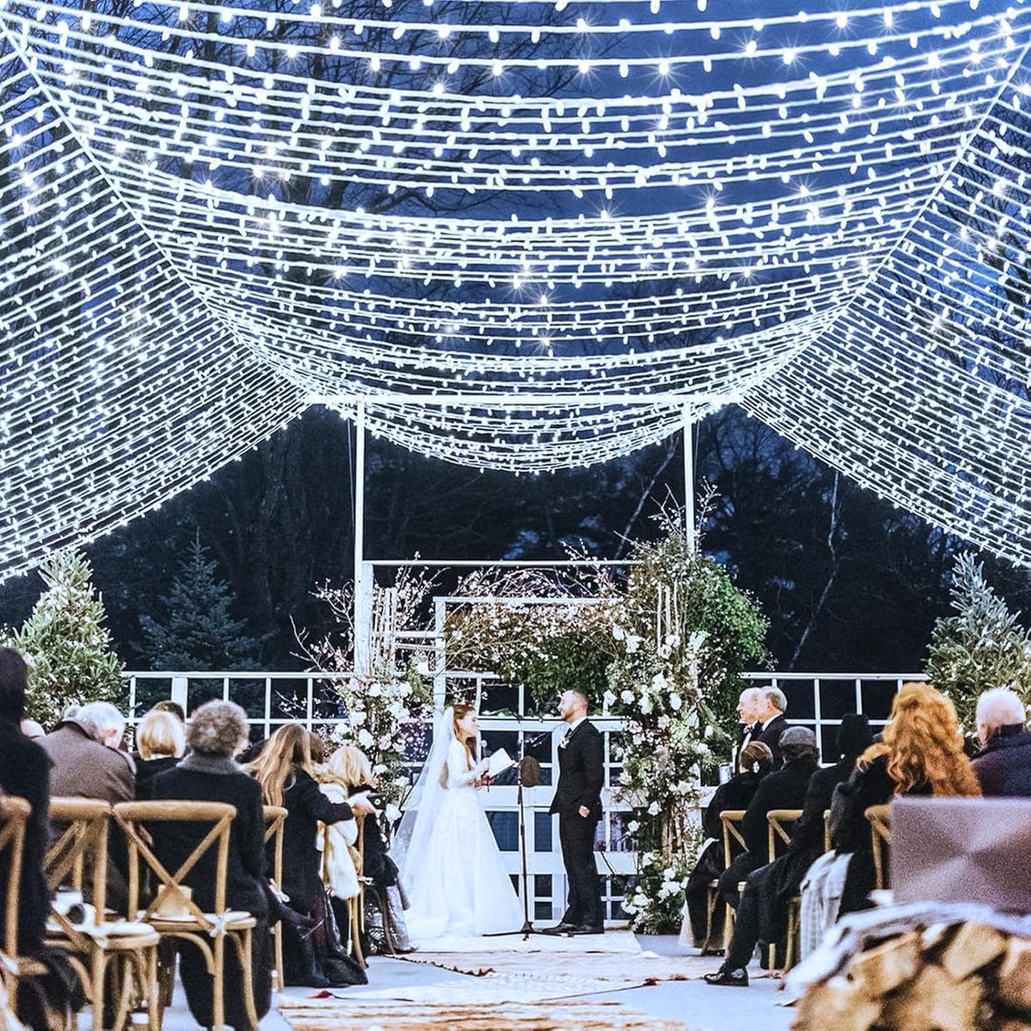 132FT 400 LED White String Lights Indoor Bedroom, 8 Modes White Christmas Lights Outdoor Clear Wire, Plug in Twinkle Fairy Lights for Bedroom Wedding Tree Christmas Decorations