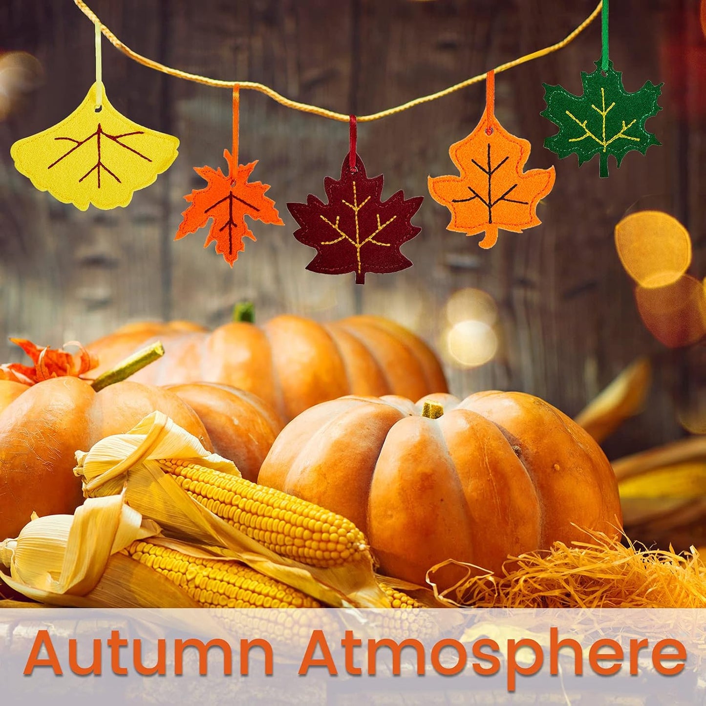 Tegeme 24 Pieces Thanksgiving Felt Ornaments Fall Hanging Decoration for Tree Maple Leaf Cutouts Decor for Thanksgiving Theme Family Party Indoor Outdoor Decor