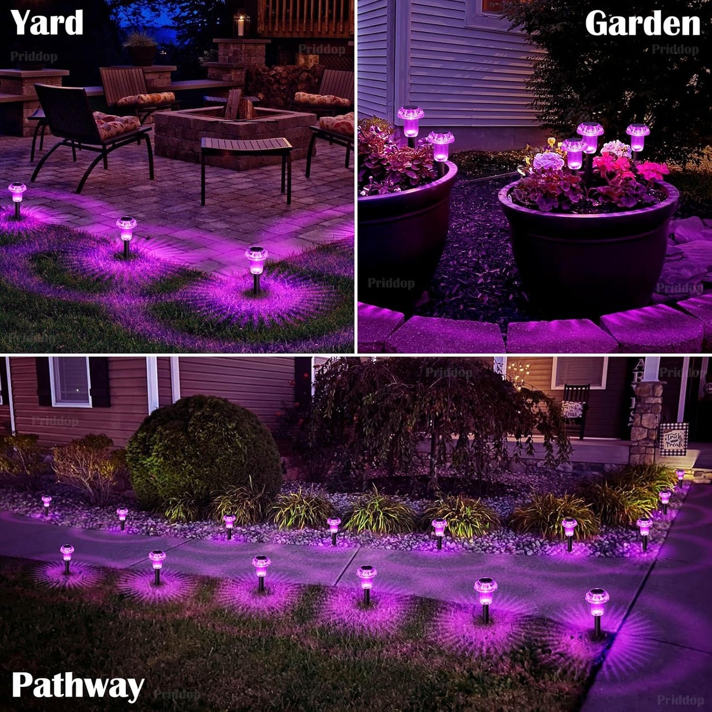 Halloween Solar Lights Outdoor 16 Pack Pink Purple LED Waterproof Mushroom Outside Lights for Yard Garden Patio Pathway Walkway Landscape Halloween Decorations