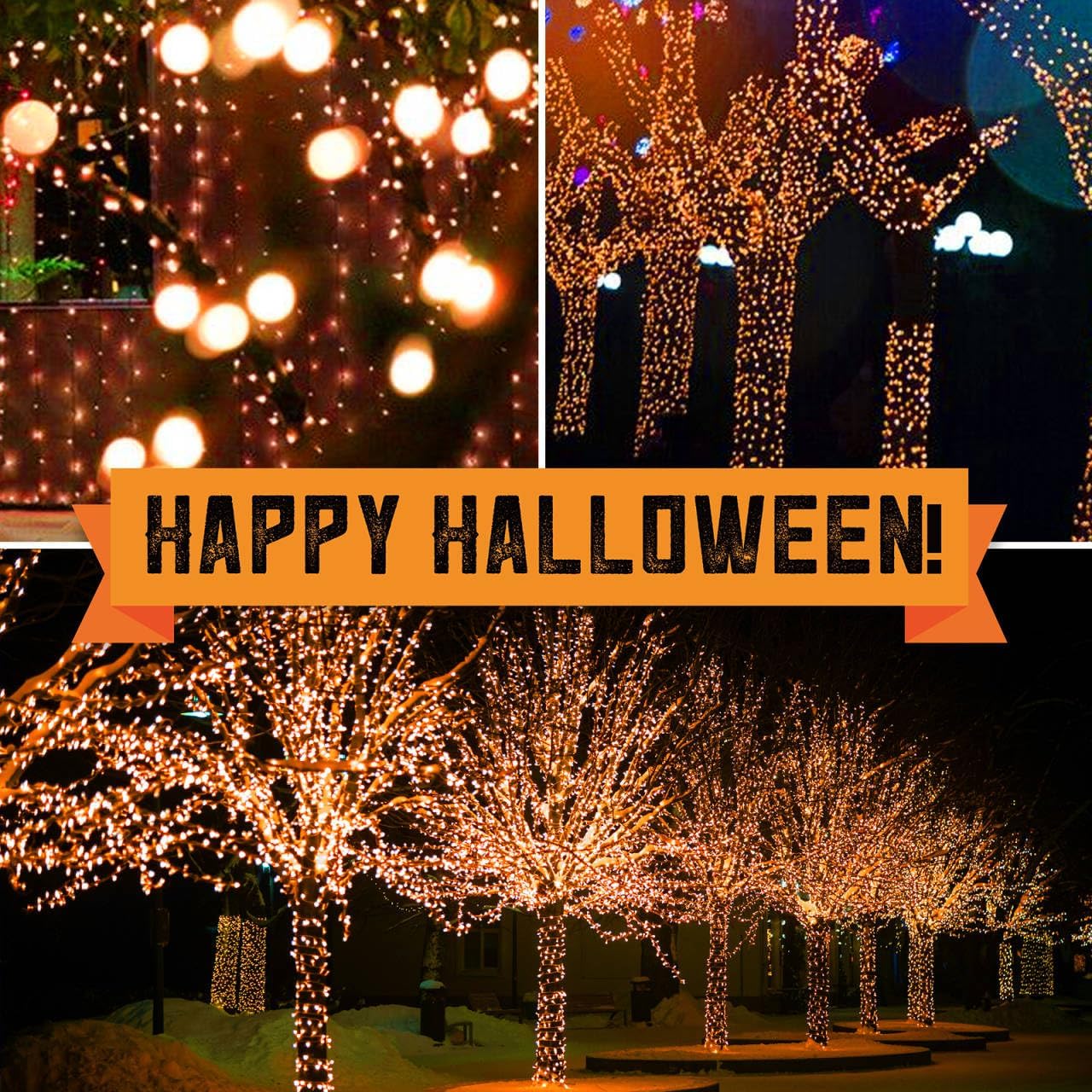100LIGHTS Orange Extra-Bright with End Connectors Halloween Decorative Lights 5.98m UL Certified Mini String Light Set Waterproof for Halloween Home Garden Christmas Tree Party Patio Wedding