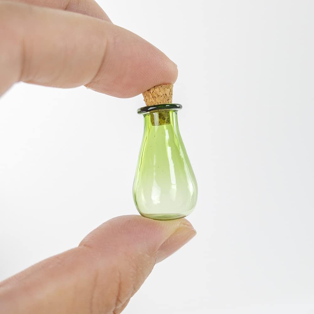 Mini Glass Color Bottles,Water Drop Vase-Small Jars Vials-Mini Cute Bottles With Cork Mix 7 Colors