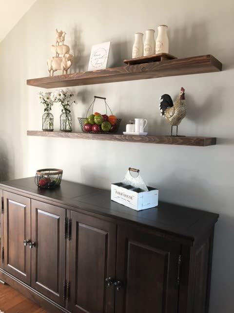 joelsantiques 72 Inch Wooden Floating Shelves for Wall - 72x8x2 in - Made of Natural Wood - Long Heavy Duty Rustic Wall Shelves for Bedroom - Perfect for Living Room, Kitchen - Medium Brown