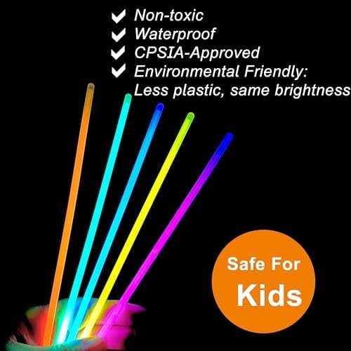 GiftExpress Glow Sticks Bulk 600 Pcs for New Year - 8" Assorted Neon Color Glow In The Dark Glowsticks - Bulk Light Up Party Favors to Make Glowstick Necklaces, Bracelets & Decorations for Kids