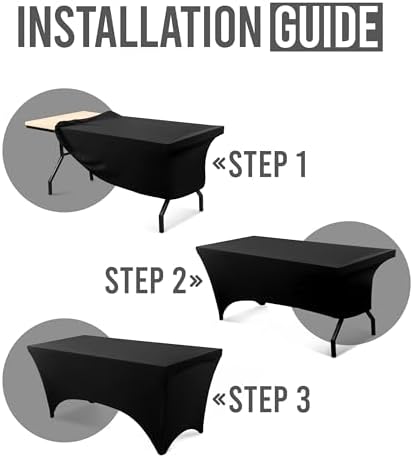 Utopia Kitchen 4FT Spandex Tablecloth [1 Pack, Black] 200 GSM Stretch, Fitted, Washable and Wrinkle Resistant Table Cloth Rectangle Cover for Trade Shows, Wedding, Parties [48Lx30Wx30H Inch]