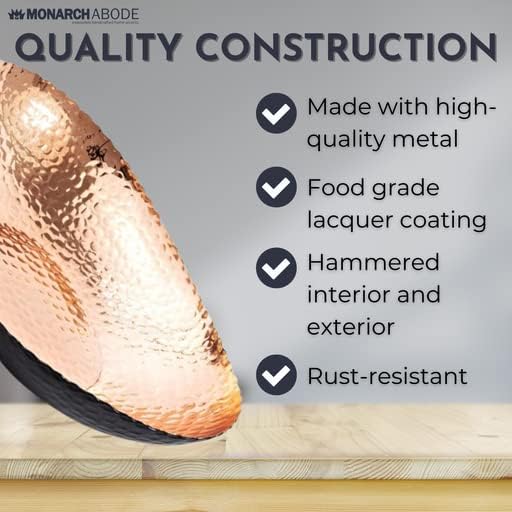 Monarch Abode Hand Hammered Decorative Bowl for Home Decor, 12.75-Inch White and Copper Plated – Key Bowl for Entryway Table, Catch All, Decorative Fruit Basin, Key Holder, Bowls for Home Decor