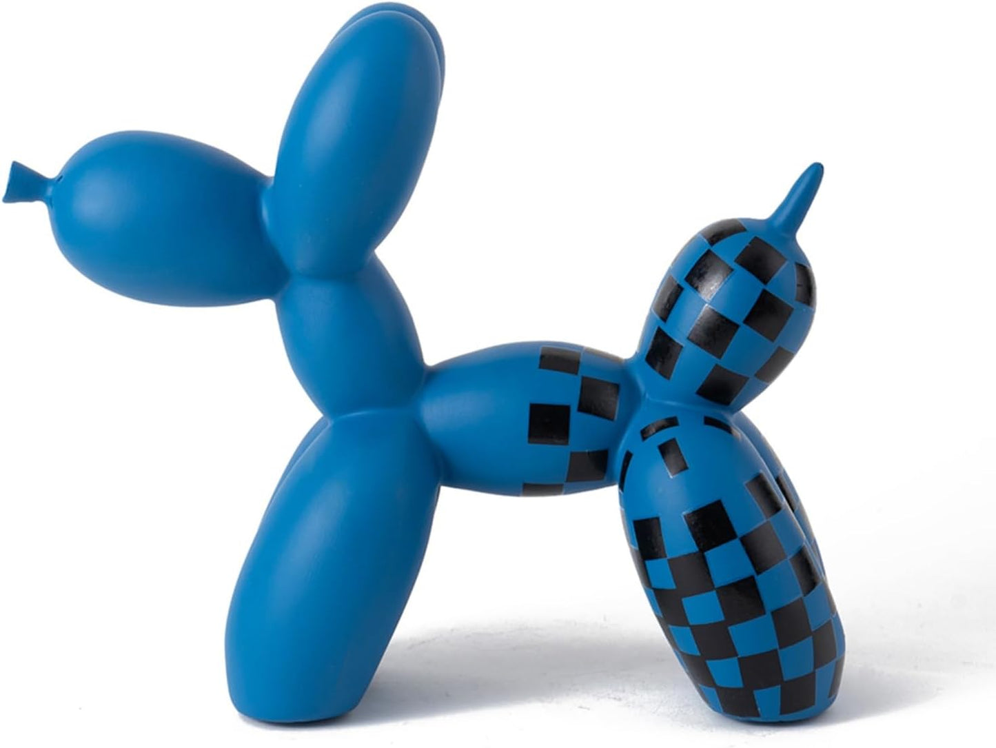 Vilead Resin Balloon Dog Statue with Checkered Pattern,Modern Home Decoration Trendy Animal Art Ornaments,Collection Figurine Bedroom Living Room Office Desktop Sculpture