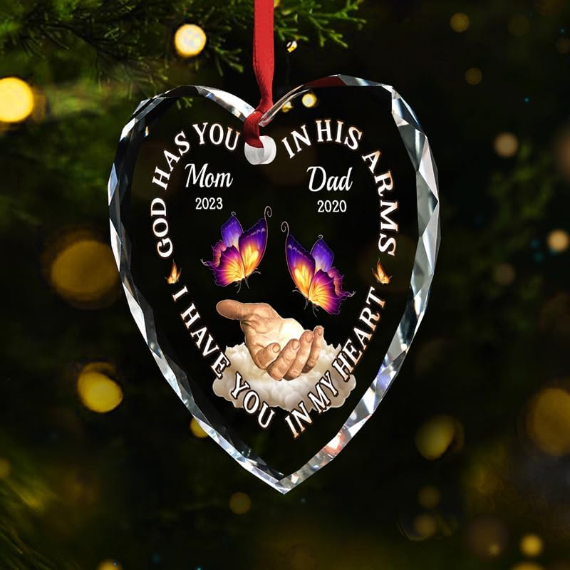 Pawfect House Custom Heart Glass Ornament, Personalized Christmas Memorial Sympathy Gifts for Family Members, I Have You in My Heart, Sympathy Ornaments Gifts for Loss of Loved One, Christmas Decor