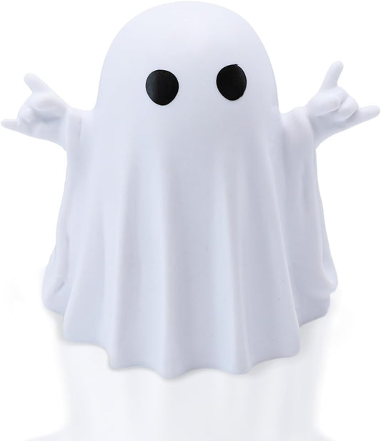 Halloween Ghost Figurine Halloween Desk Ornaments Funny Gestures Spooky Ghost Statue Cartoon Cute Mini Resin Spooky Ornaments for Holiday Home and Office Decorations