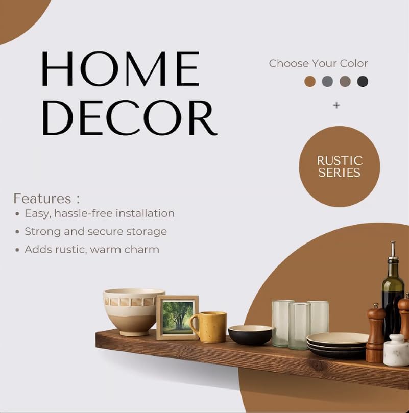 joelsantiques - 36 Inch Wooden Floating Shelves for Wall - 36x8x2 in - Made of Natural Wood - Heavy Duty Rustic Wall Shelves for Bedroom - Perfect for Living Room, Kitchen - Medium Brown