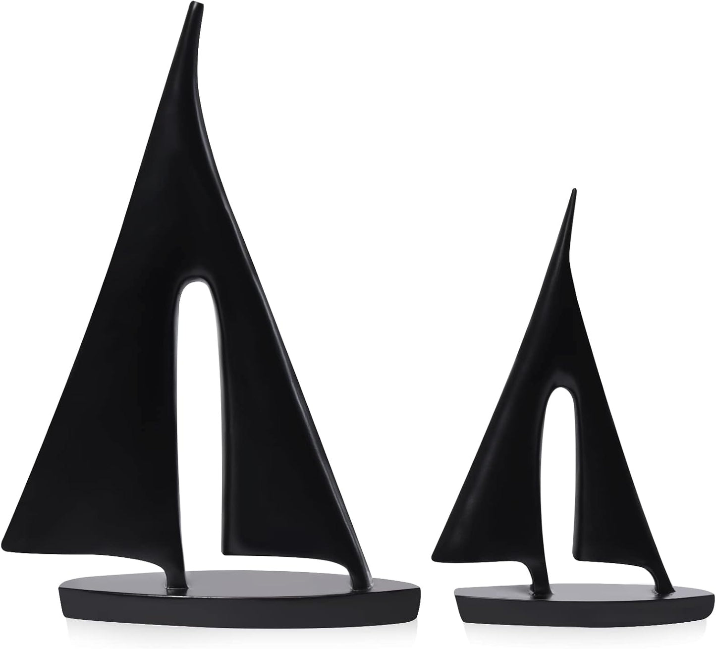 Modern Sculptures Home Decor, Sailboat Decor Ornament, Boat Decorations Statue Decor, Art Sculptures and Statues, Sailboat Gifts Home Office Bathroom Shelf Decor (Black-2 Pack)