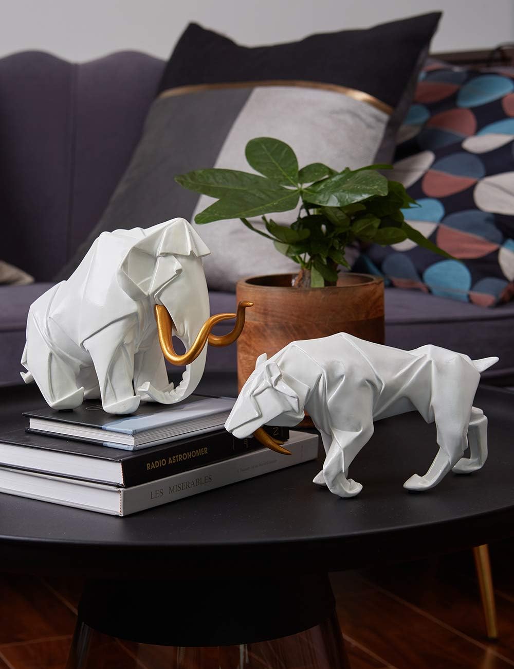 HAUCOZE Dinosaur Statue Arts Animal Figurine Modern Decor Leopard Sculpture Polyresin White 9.8inch