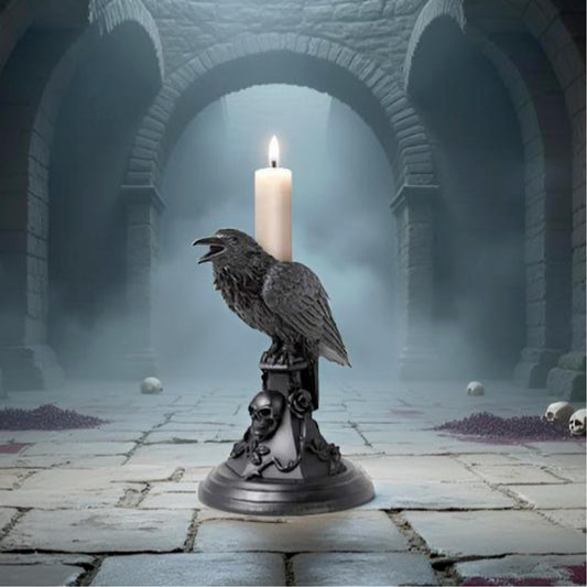 Halloween Decoration Candleholder Gothic Decor Black Candlestick Holder, Resin Ornament, Home Desktop Decoration, Christmas Decor, Party Favors, Dense Room Decor (Crow)