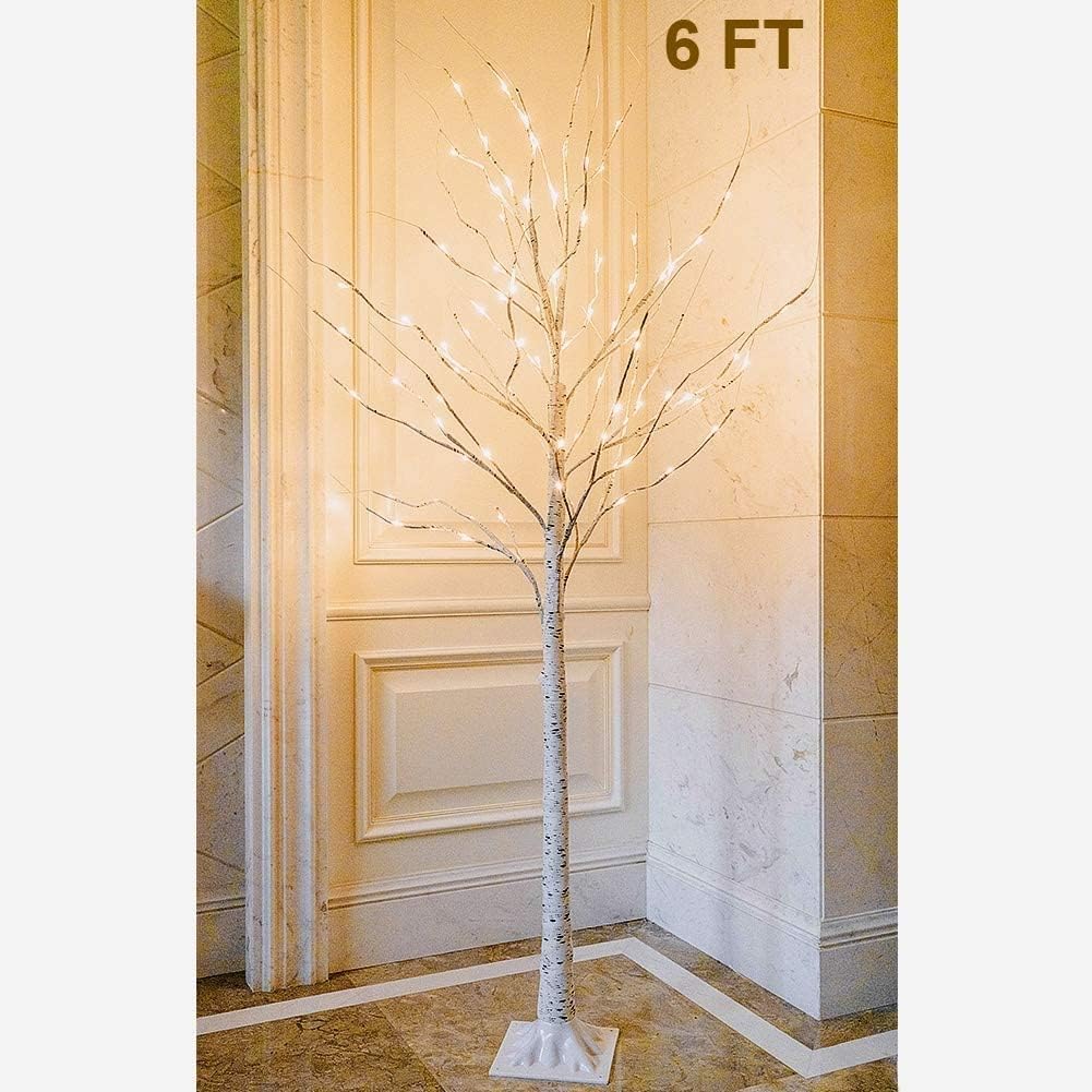 Twinkle Star Lighted Birch Tree 6 Feet 96 LED for Home Wedding Festival Party Christmas Decoration