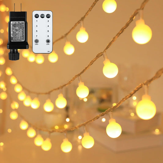 Globe String Lights Plug in 116 Ft. 200 LED 8 Modes with Remote,Waterproof Fairy String Lights for Indoor Outdoor Bedroom Party Wedding Garden Christmas Tree Decor,Warm White