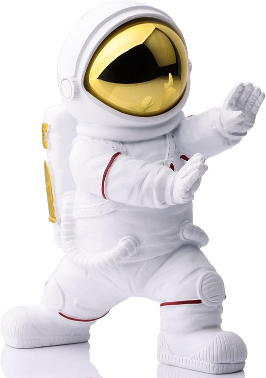 XMGZQ Astronaut Statue, Astronaut Figurine, Kung Fu Spaceman Sculpture, Outer Space Arts Child Gifts, Gold Office Decor for Men