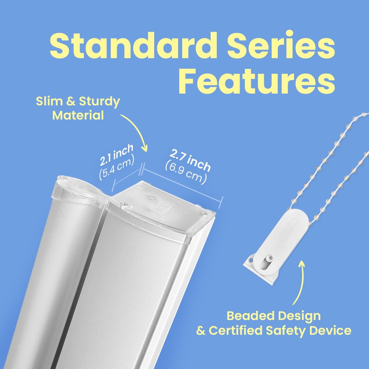 Foiresoft Standard Zebra Roller Blinds for Windows [W46 x H64 Inch, White, Basic], Light Filtering Dual Layer Shades for Bedroom, Living Room, Office, 13 Colors