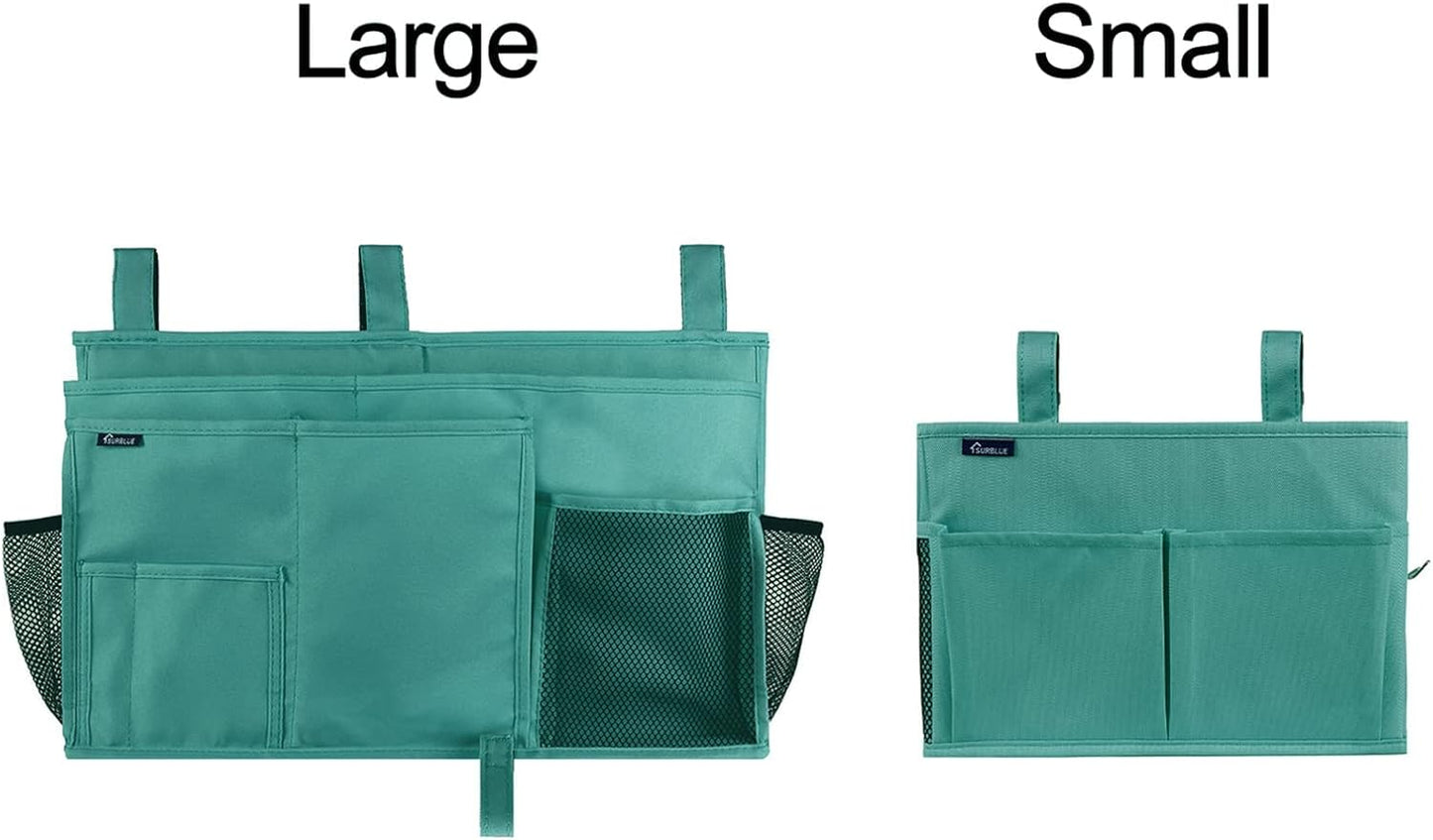 Surblue Caddy Hanging Organizer Bedside Storage Bag for Bunk and Hospital Beds, Teal, Small