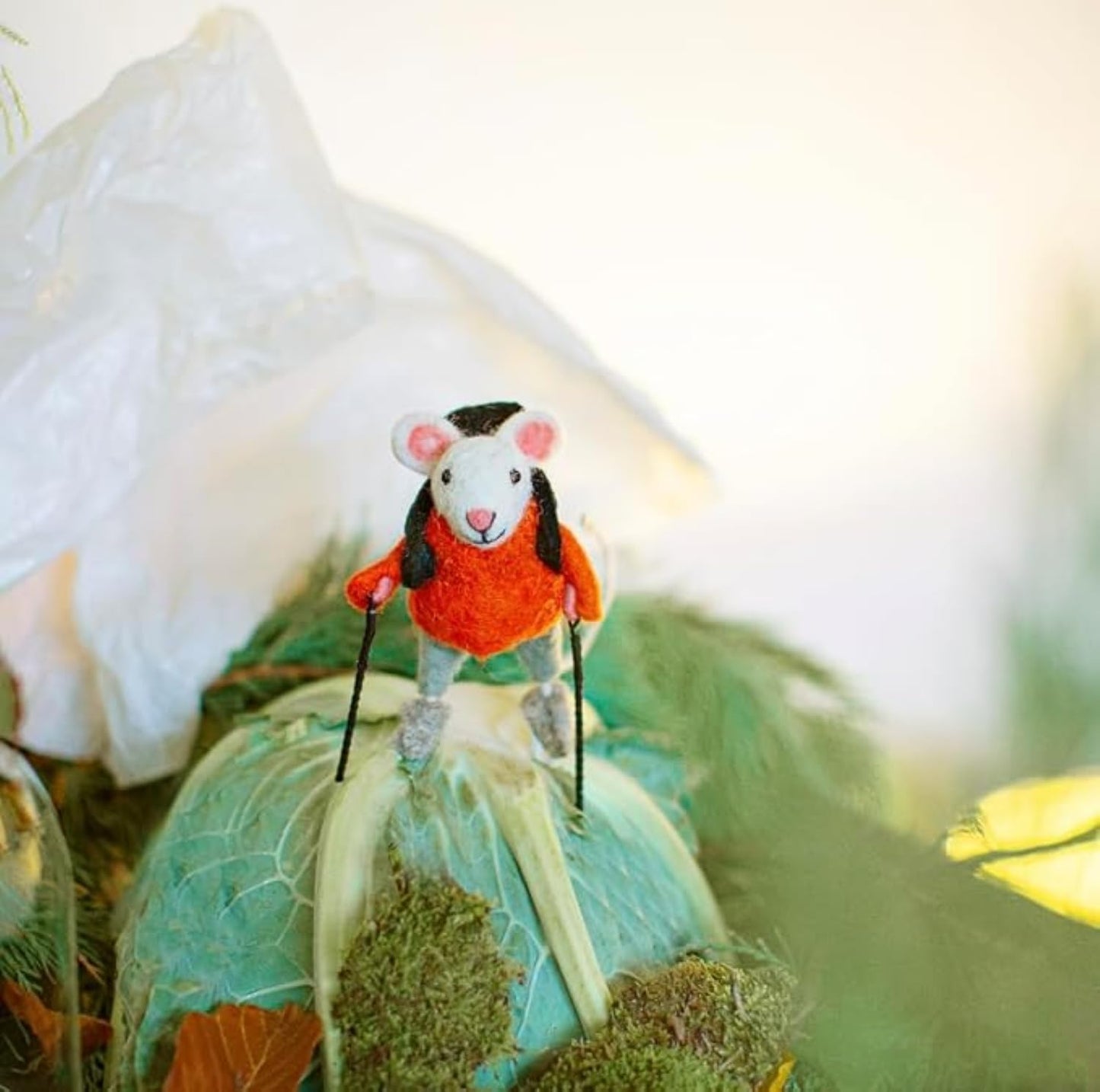 | Hand-Felted Hiking Mouse | Organic Wool Home Decor | Fair Trade Plush Animal Ornament | Gift for Any Occasion | Perfect for New Spaces & Home Accessories