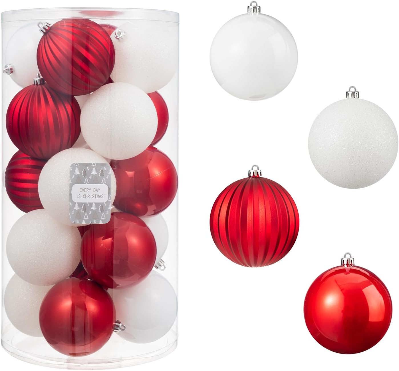 Every Day is Christmas 20ct Christmas Ornaments, Shatterproof Christmas Tree Ornaments Set, 92cm/3.6" Christmas Balls Decoration