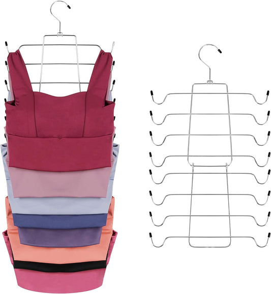 ZEDODIER 3 Pack Tank Top Hanger, Space Saving Bra Hangers, Non-Slip Hanging Sport Bras Holder, Closet Organizers and Storage for Camisoles Tank Tops Bras Ties Swimsuits Strappy Dress, Silver