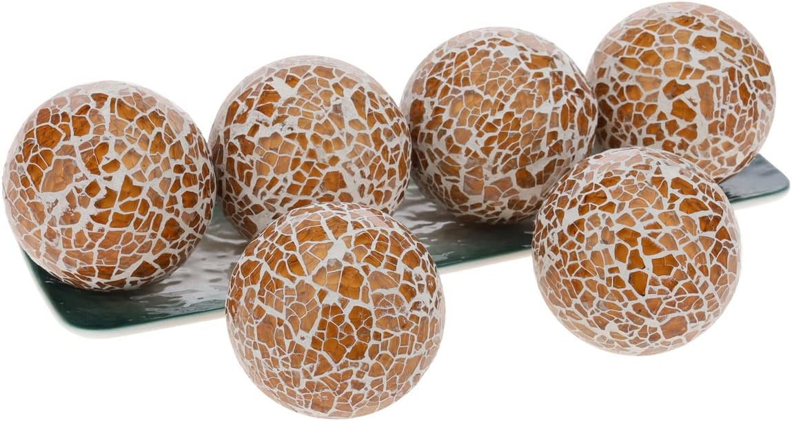 6 PCS 2.5inch Glass Decoration Gradients Solid Round Orbs Set Mosaic Sphere Balls for Living Room Table Bowls Vases Christmas Wedding Thanksgiving Party Centerpieces