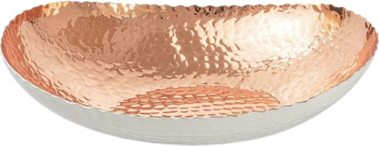 Monarch Abode Hand Hammered Decorative Bowl for Home Decor, 12.75-Inch White and Copper Plated – Key Bowl for Entryway Table, Catch All, Decorative Fruit Basin, Key Holder, Bowls for Home Decor