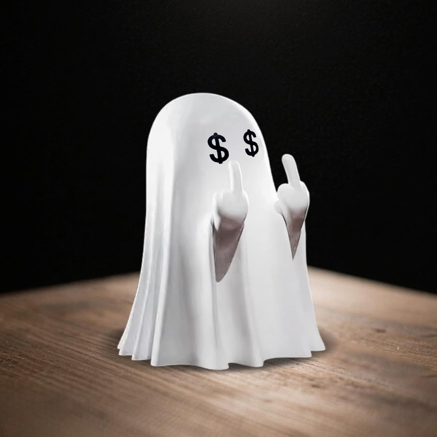 Halloween Ghost Figurine, Funny Middle Finger Spooky Resin Statue, Cute Decor for Halloween Decorations Indoor, Porch and Indoor Spooky Home Party Decor Gifts