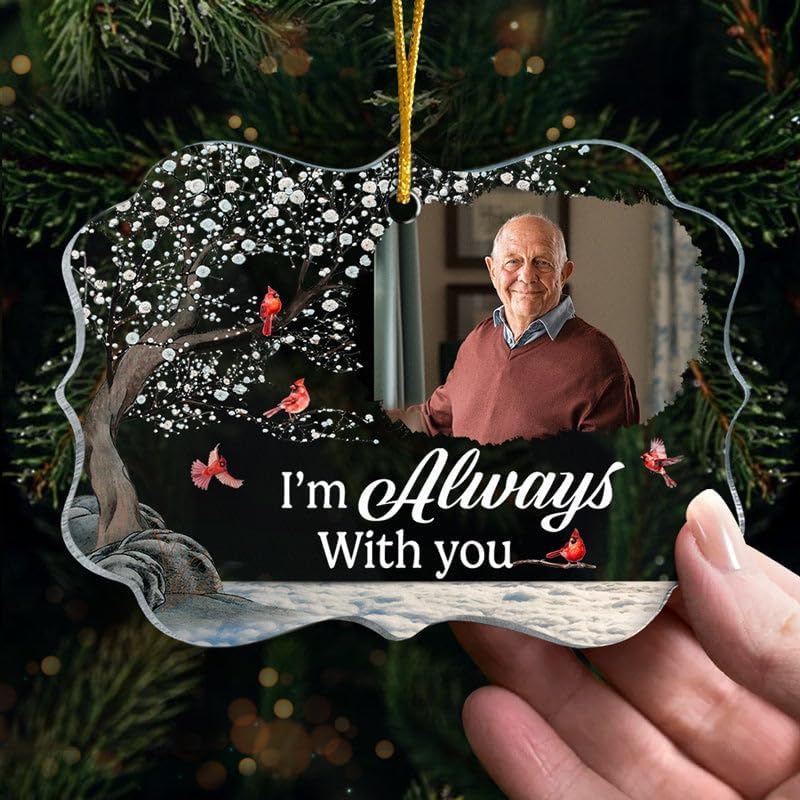 Pawfect House Custom Photo Acrylic Ornament, Personalized Christmas Sympathy Memorial Gift for Loss of Mom, Dad, I'm Wherever You Go, Bereavement Gifts for Loss of Father, Christmas Tree Ornaments