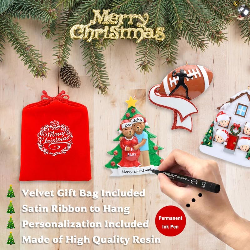 Personalized Family Ornament 2024, Bear Family of 8 Christmas Tree Ornament, We are a Big Family Ornaments for Christmas Tree Decor, Unique Bear Gifts for Mom, Dad, Grandkids, Grandma, Grandpa