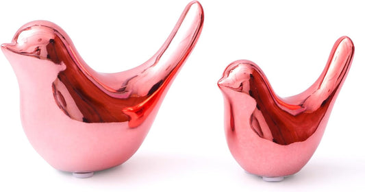 Notakia Small Birds Statues Pink Home Decor Modern Style Decorative Ornaments for Living Room, Bedroom, Office Desktop, Cabinets (2Pcs Pink Birds)