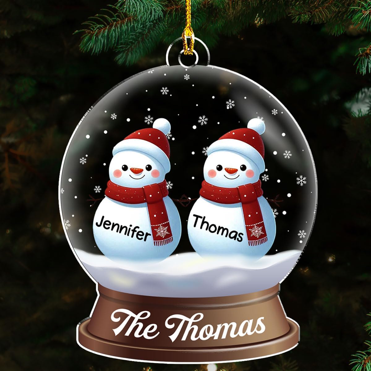 Personalized Family Christmas Acrylic Ornament 2024 - Custom Name Snowman Family Members up to 10 People, Snow Globe Ornament Gifts for Family Tree Decoration (A03, 4 Names)