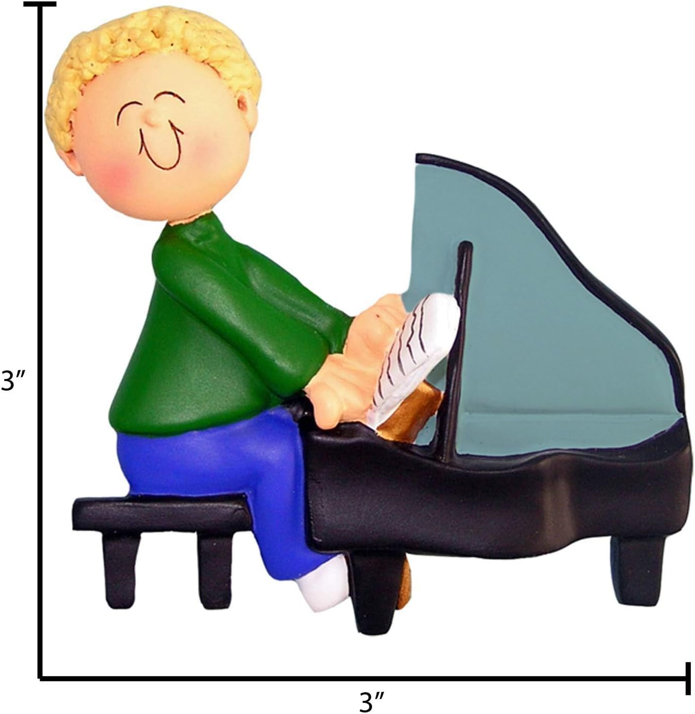 Elves Personalized Grand Piano Ornaments - Blonde Boy Musical Instrument Ornaments for Christmas Tree 2024