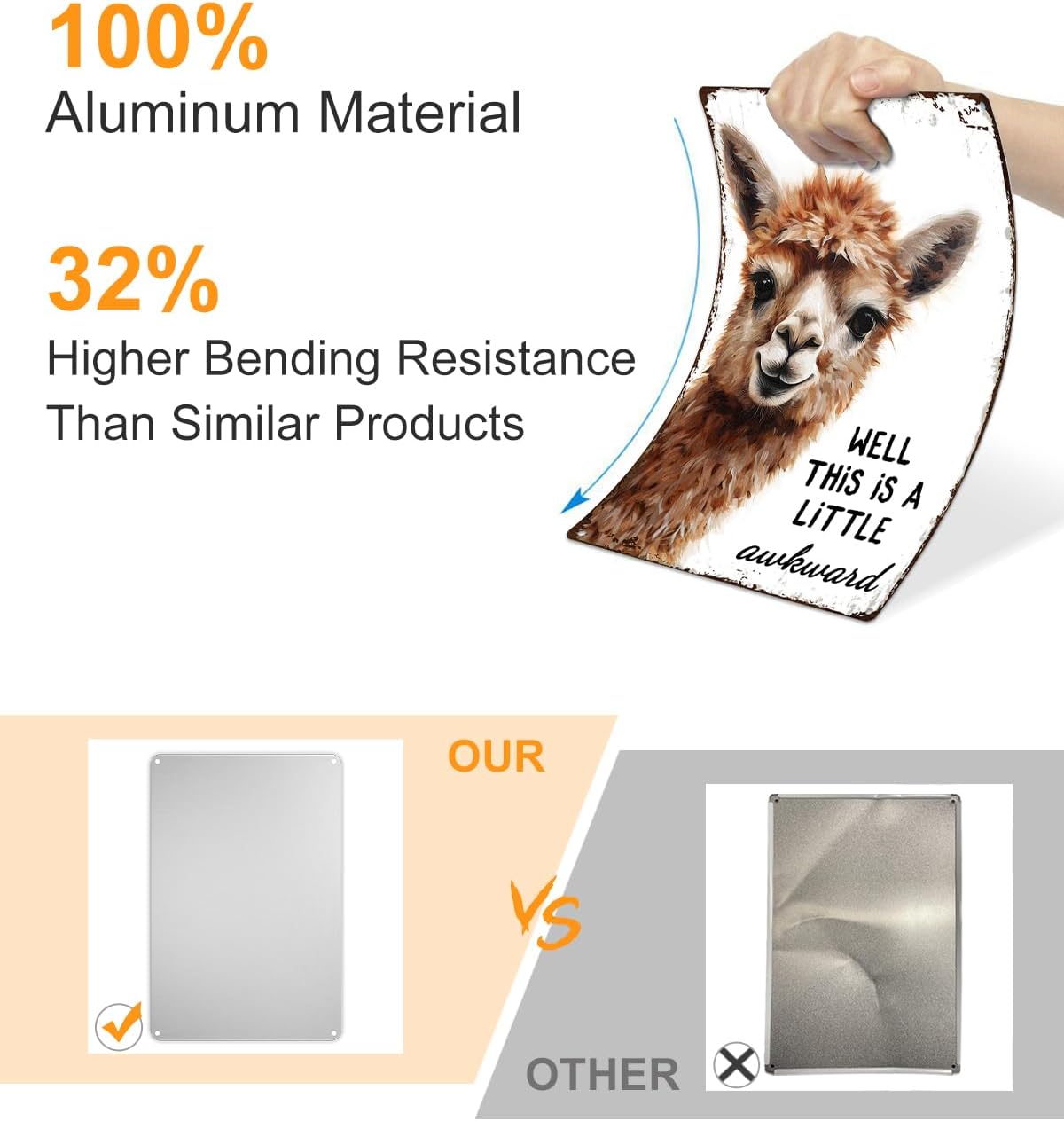 ALKB Funny Alpaca Metal Signs Farmhouse Bathroom Wall Decor Alpaca Lovers Gift 8 x 12 Inch