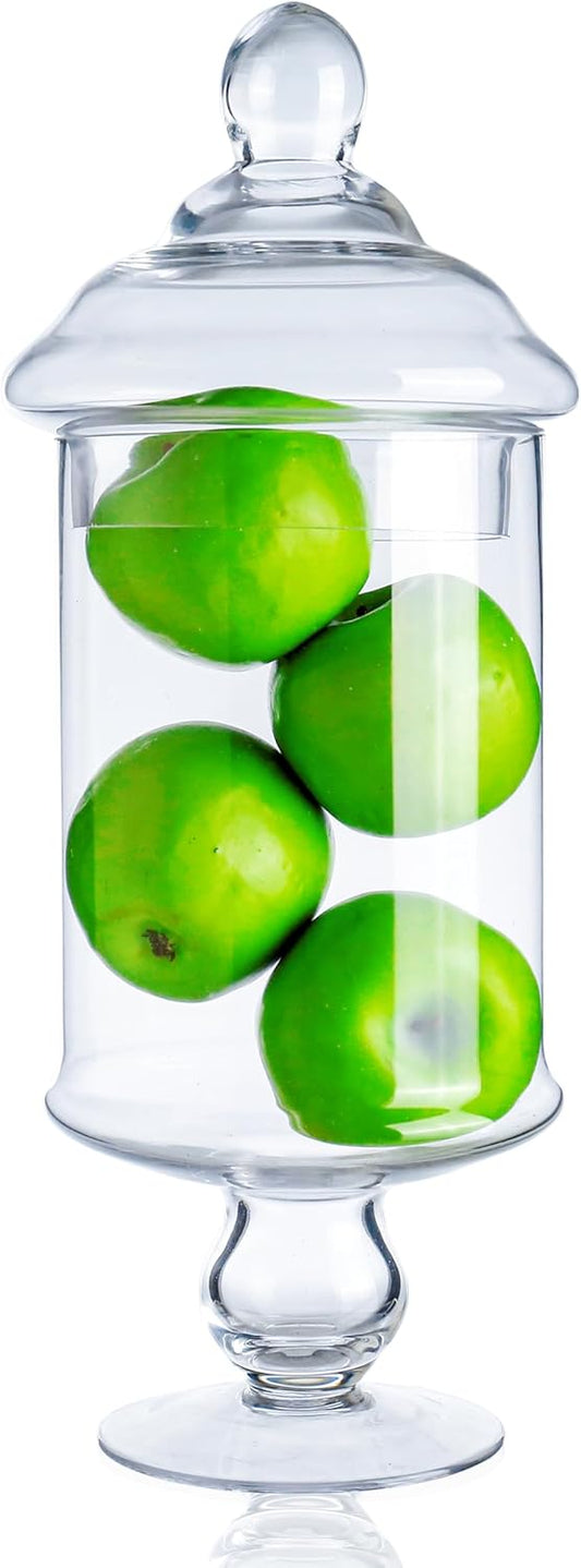 Diamond Star Clear Glass Apothecary Jar Decorative Candy Buffet Jars Elegant Glass Storage Containers (Height: 15" Body: 6.5")