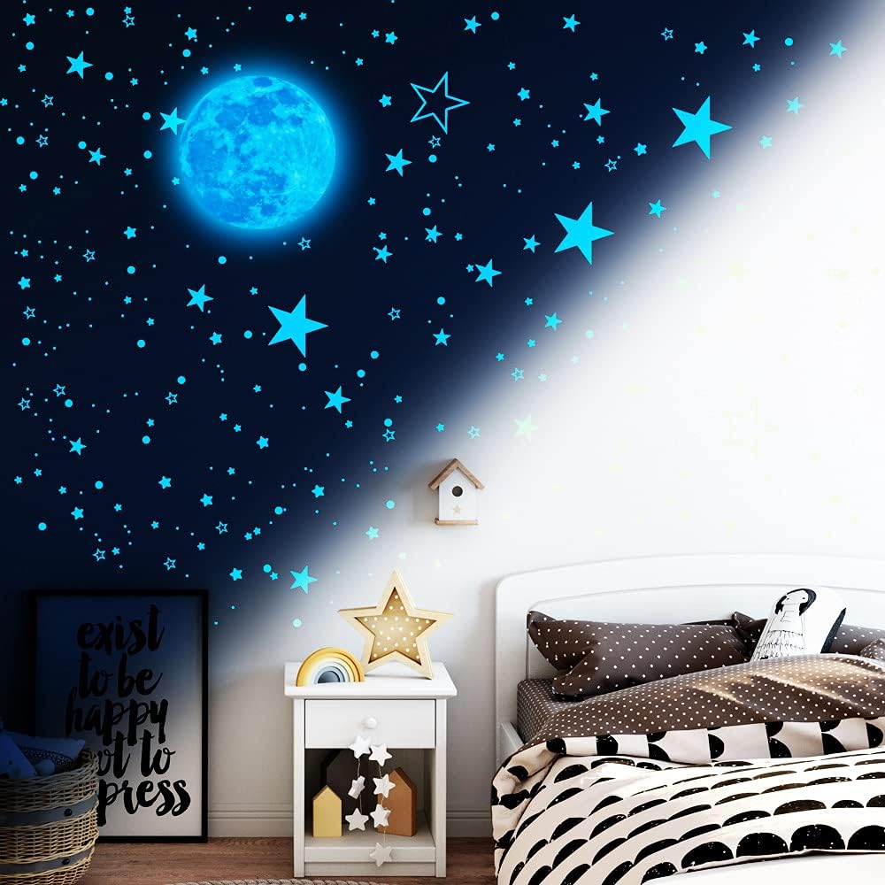 1049Pcs Glow in The Dark Stars and Moon for Ceiling, Wall Bedroom Chirldren's Room Stickers Decals Decor, Boys & Girls' Gifts