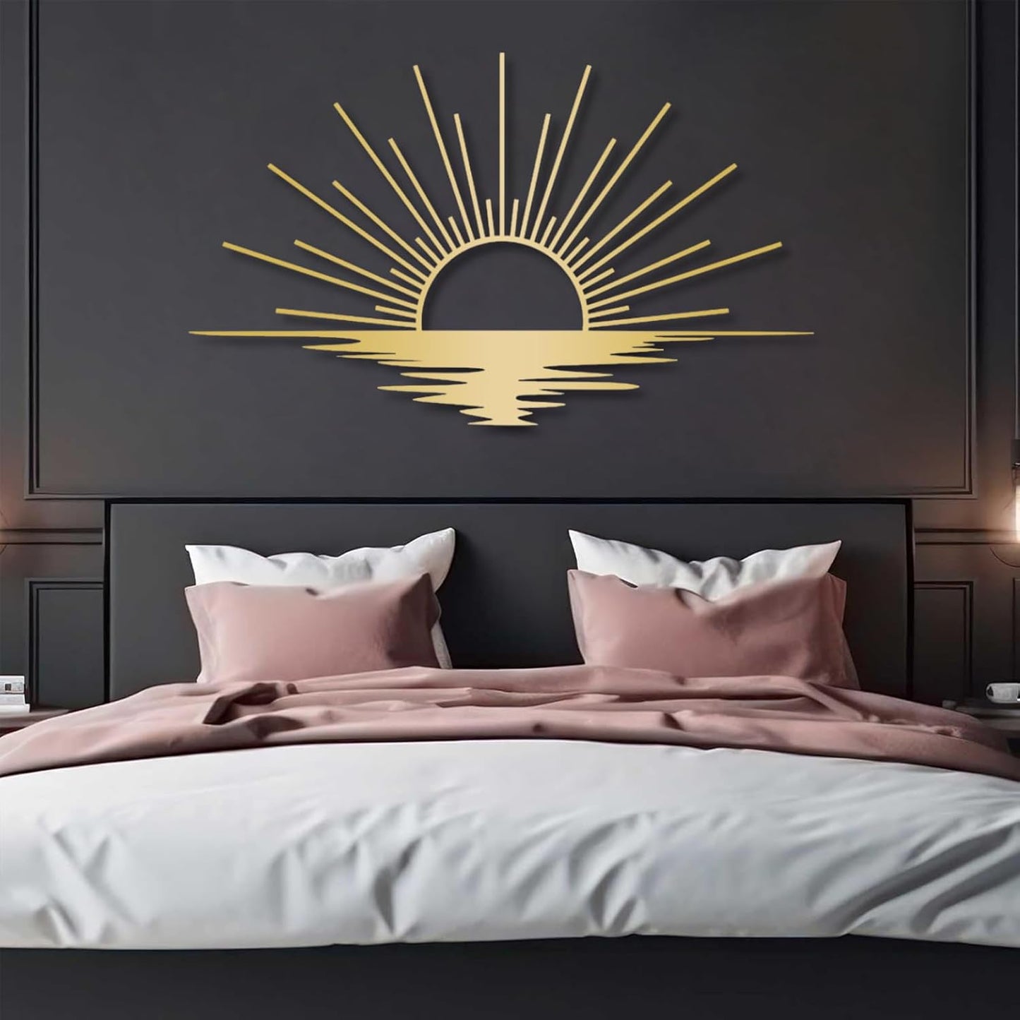Sunrise Metal Wall Art, Metal Sun Wall Decor, Metal Sun Outdoor Decor, Large Metal Sun Wall Art, Sun Wall Art, Boho Sun Wall Art, Sunshine Metal Sign, Living Room Bedroom Wall Hangings (Silver, 59"x 35"| 150x89cm)