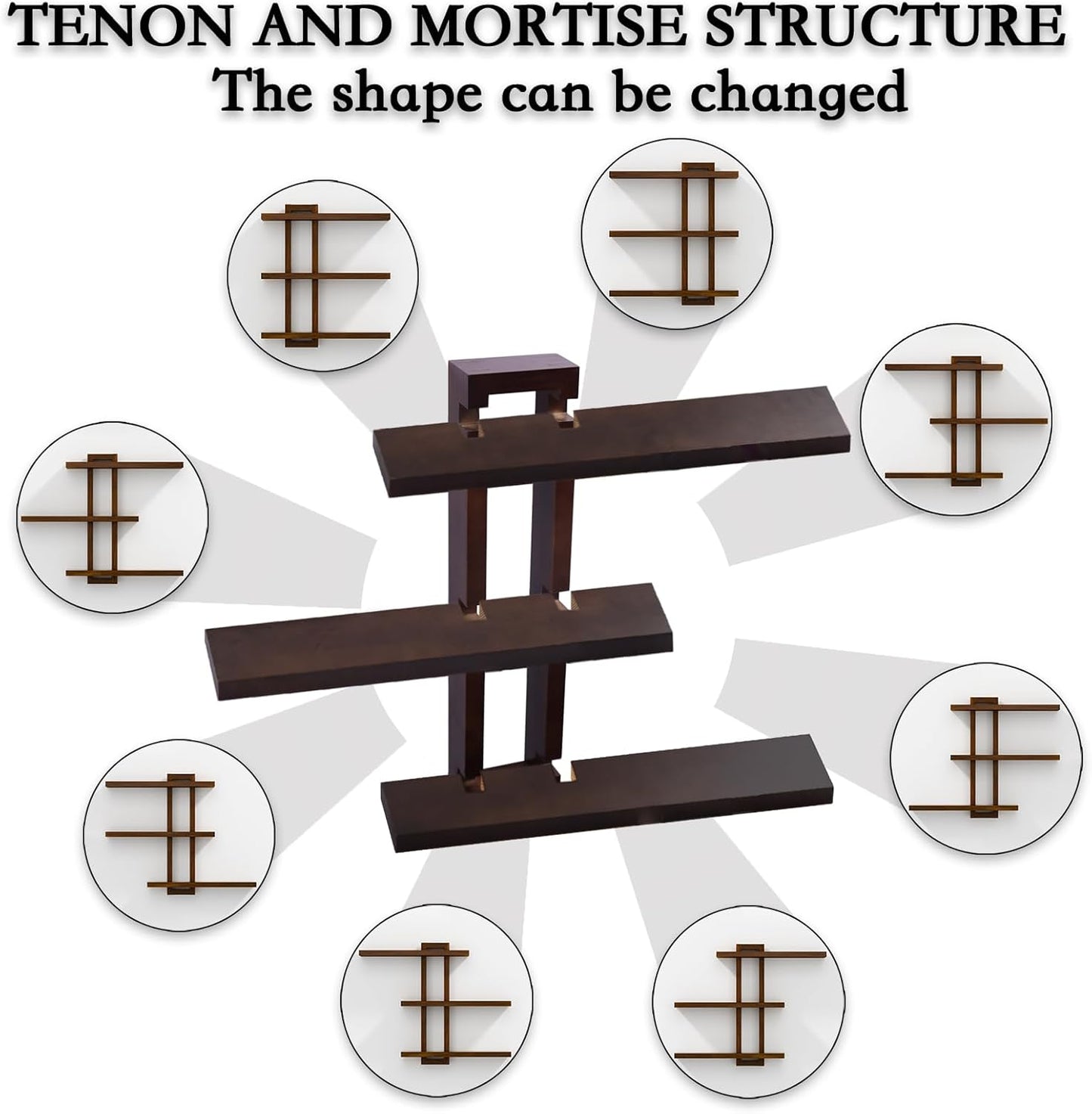 Variable Floating Shelves Wood Set of 3, Bathroom Shelves 28.35" Max, Rustic Shelves for Wall, Wall Shelves for Living Room Bathroom Bedroom Farmhouse - Dark Walnut Color - 28.35" x 23" x 4.3" Max