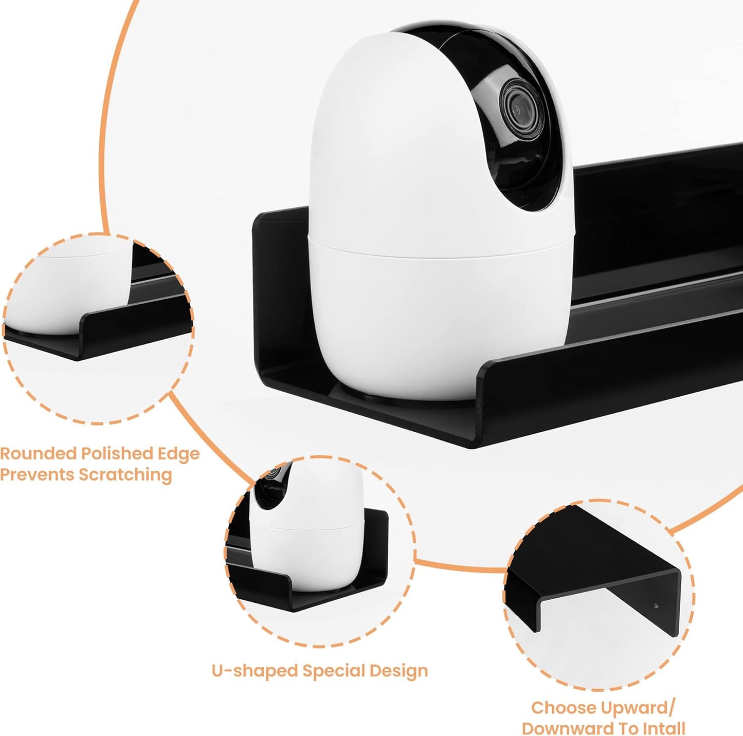 upsimples Acrylic Shelves for Wall Decor, 15" Display Shelf Perfume Organizer for Bathroom, Bedroom, Living Room, Floating Bookshelves for Kids, Black, 4 Pack