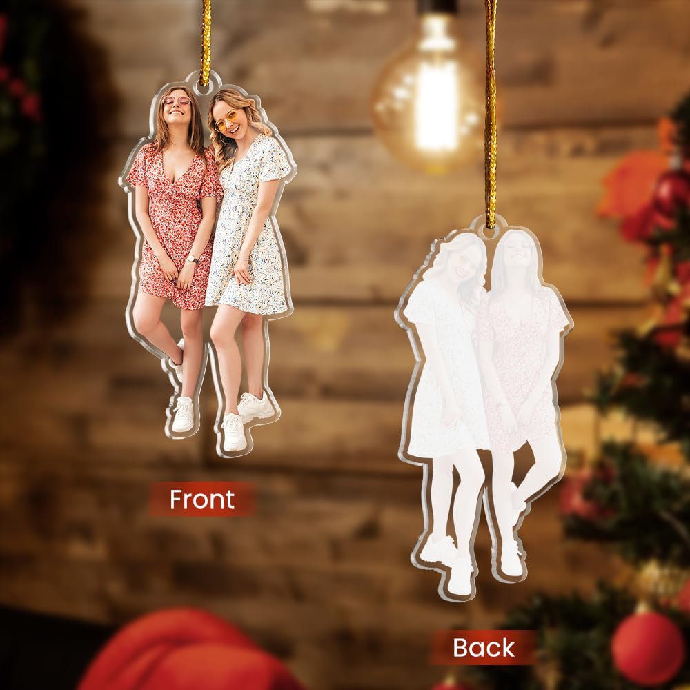 Personalized Custom Photo Ornament, Acrylic Christmas Keepsake for Girls & Women, Hanging Decor