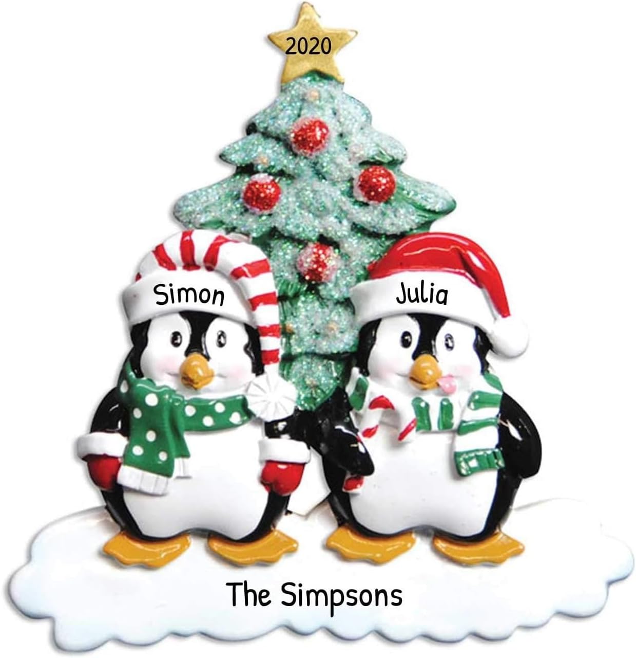 3D Personalized Our First Christmas Ornament 2025 | Custom Penguin Couple Ornaments in Santa Hat Couples Ornament 2025 Family of 2 Unique for a Couple Ornaments Couples Unique Gifts