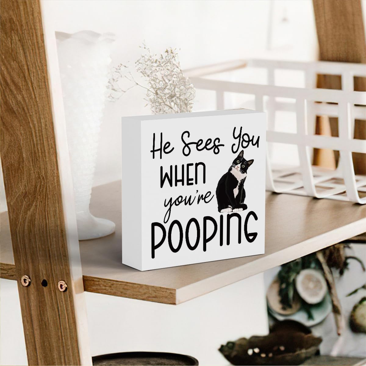 Funny Bathroom Decor Are You Pooping Cat Sign Funny Bathroom Toilet Table Decoration Funny Cat Gifts Bathroom Wall Decor Cat Gifts for Women Gifts for Cat Lovers, Bathroom Wooden Box Sign Decor
